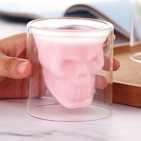 Double wall glass skull cup Transparent wine whisky tea coffee water mug drinks glass reusable Tool bar accessories 25-250ml