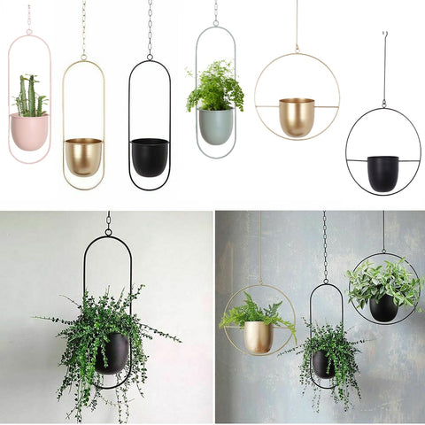 10 Type Metal Hanging Flower Pot Nordic Chain Hanging Planter Basket Flower Vase For Home Garden Balcony Decoration 2021 New