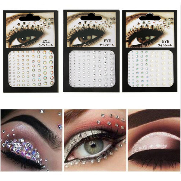 Fashion Women Tattoo Diamond Makeup Eyeliner Eyeshadow Face Sticker Jewel Eyes Makeup Crystal Eyes Sticker