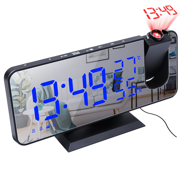 LED Digital Projection Alarm Clock Watch Table Electronic Desktop Clocks USB Wake Up FM Radio Time Ceiling Projector Function