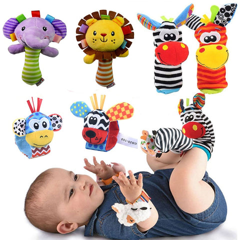 Baby Games Plush Rattle Socks Sensory Toys For Babies Newborn Accessories Stuffed Animal Wrist Rattle Baby Toys 0 3 6 12 Months