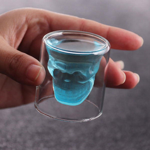 Double wall glass skull cup Transparent wine whisky tea coffee water mug drinks glass reusable Tool bar accessories 25-250ml