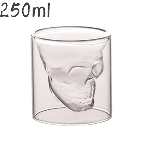 Double wall glass skull cup Transparent wine whisky tea coffee water mug drinks glass reusable Tool bar accessories 25-250ml