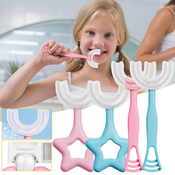 Cute 2-12 old U-shape Toothbrush 360° U Kids Silicone Toothbrush Cleansing Massage Toothbrush U Type Modeling Toothbrush Oral