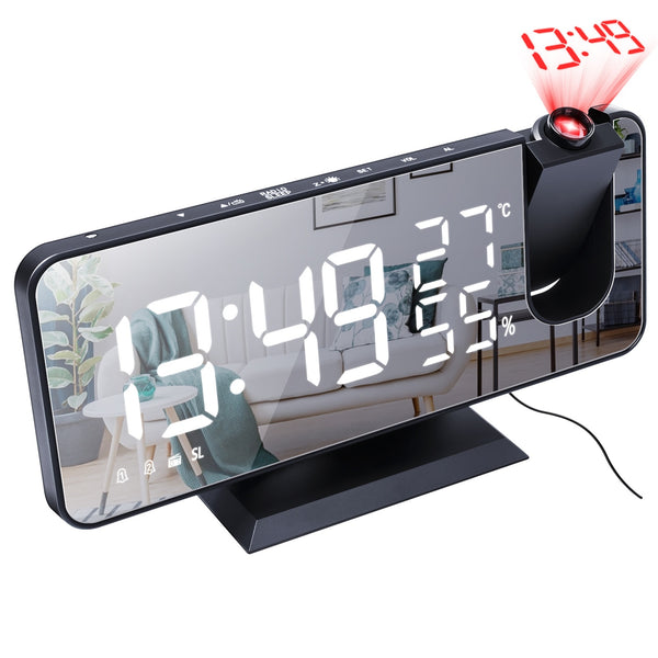 LED Digital Projection Alarm Clock Watch Table Electronic Desktop Clocks USB Wake Up FM Radio Time Ceiling Projector Function