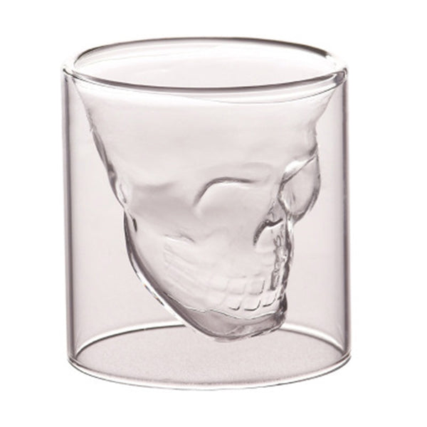 Double wall glass skull cup Transparent wine whisky tea coffee water mug drinks glass reusable Tool bar accessories 25-250ml