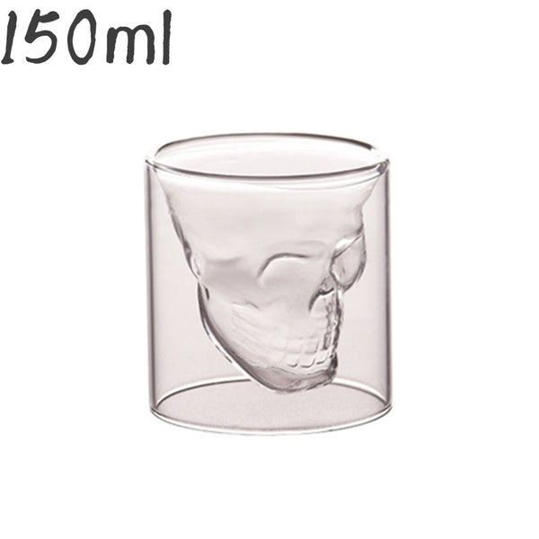 Double wall glass skull cup Transparent wine whisky tea coffee water mug drinks glass reusable Tool bar accessories 25-250ml