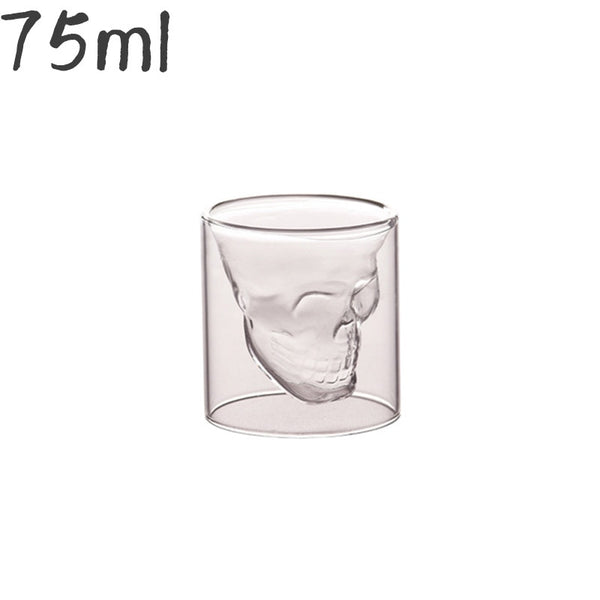 Double wall glass skull cup Transparent wine whisky tea coffee water mug drinks glass reusable Tool bar accessories 25-250ml