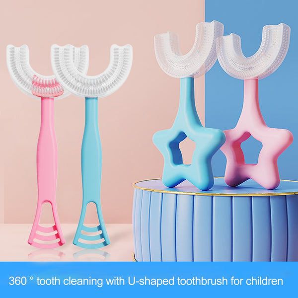 Cute 2-12 old U-shape Toothbrush 360° U Kids Silicone Toothbrush Cleansing Massage Toothbrush U Type Modeling Toothbrush Oral