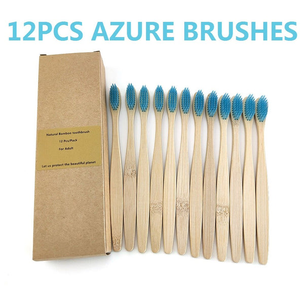 Rainbow Bamboo Toothbrush Banister Brush Natural Soft Hair Tooth Brush Eco-friendly Brushes Oral Cleaning Care Tools(12PCS/Pack)