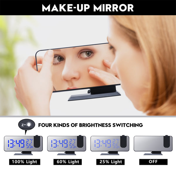 LED Digital Projection Alarm Clock Watch Table Electronic Desktop Clocks USB Wake Up FM Radio Time Ceiling Projector Function