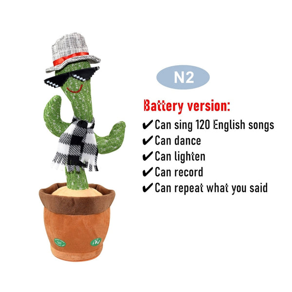 Dancing Cactus Repeat Talking Toy Electronic Plush Toys Can Sing Record Lighten Battery USB Charging Early Education Funny Gift