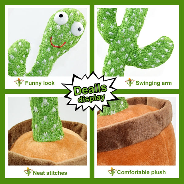 Dancing Cactus Repeat Talking Toy Electronic Plush Toys Can Sing Record Lighten Battery USB Charging Early Education Funny Gift