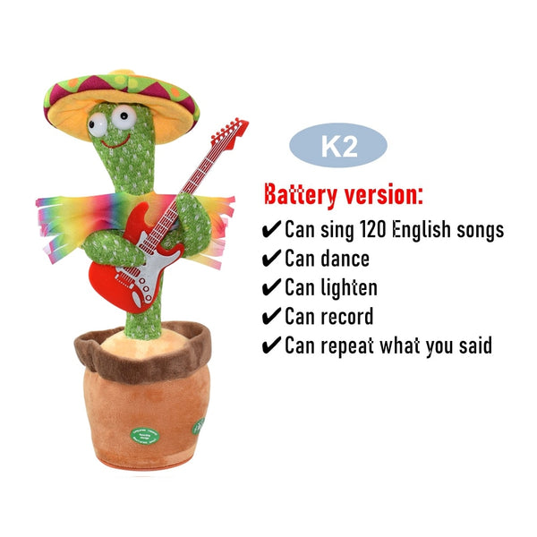 Dancing Cactus Repeat Talking Toy Electronic Plush Toys Can Sing Record Lighten Battery USB Charging Early Education Funny Gift