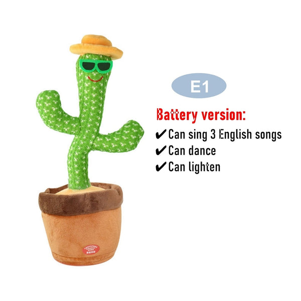 Dancing Cactus Repeat Talking Toy Electronic Plush Toys Can Sing Record Lighten Battery USB Charging Early Education Funny Gift