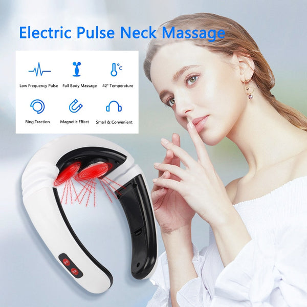 Electric Pulse Back and Neck Massager Far Infrared Heating Pain Relief Health Care Relaxation Tool Intelligent Cervical Massager