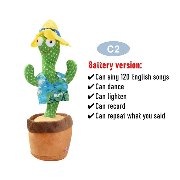 Dancing Cactus Repeat Talking Toy Electronic Plush Toys Can Sing Record Lighten Battery USB Charging Early Education Funny Gift