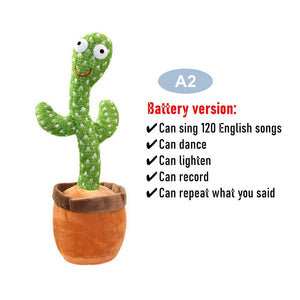 Dancing Cactus Repeat Talking Toy Electronic Plush Toys Can Sing Record Lighten Battery USB Charging Early Education Funny Gift