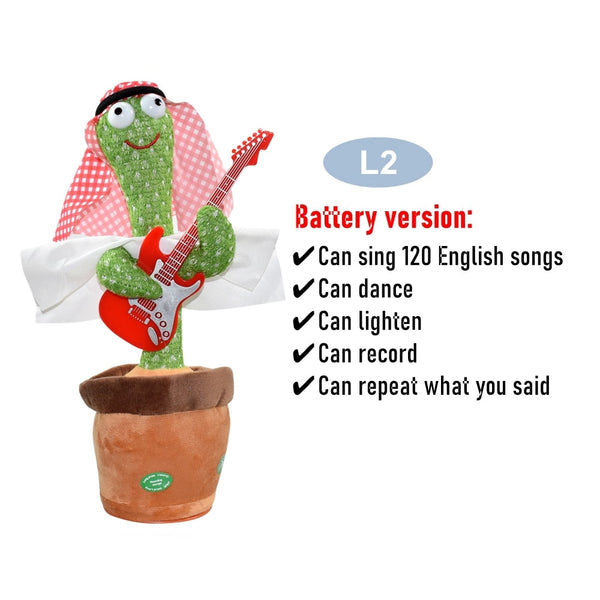 Dancing Cactus Repeat Talking Toy Electronic Plush Toys Can Sing Record Lighten Battery USB Charging Early Education Funny Gift