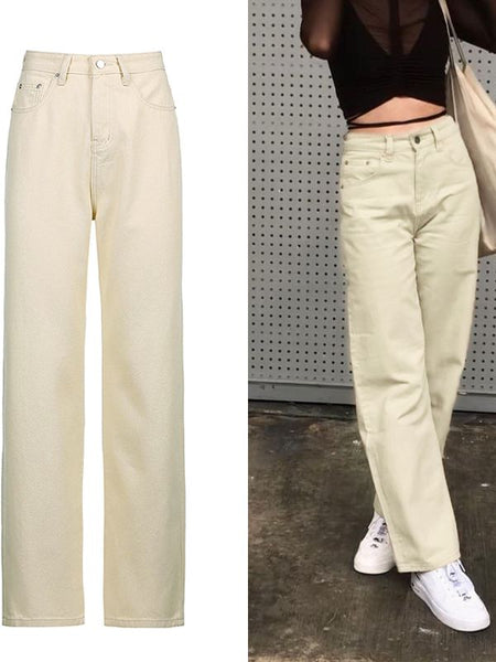 Rockmore Brown Vintage Baggy Jeans Women 90s Streetwear Pockets Wide Leg Cargo Pants Low Waist Straight Denim Trousers 2021