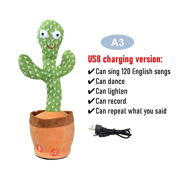 Dancing Cactus Repeat Talking Toy Electronic Plush Toys Can Sing Record Lighten Battery USB Charging Early Education Funny Gift