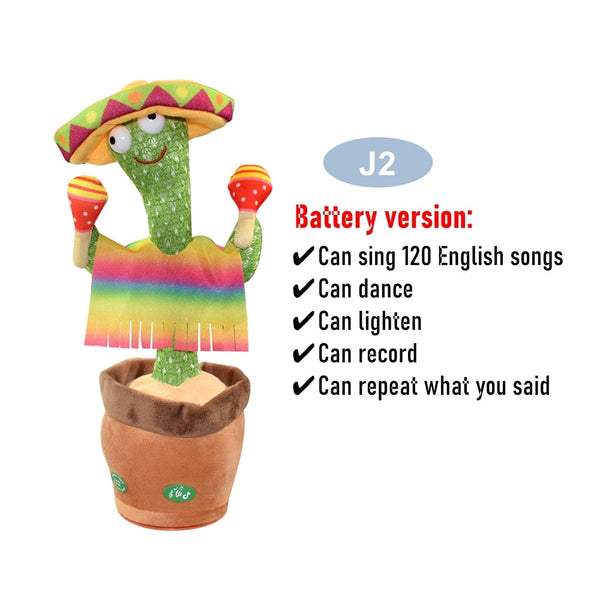 Dancing Cactus Repeat Talking Toy Electronic Plush Toys Can Sing Record Lighten Battery USB Charging Early Education Funny Gift