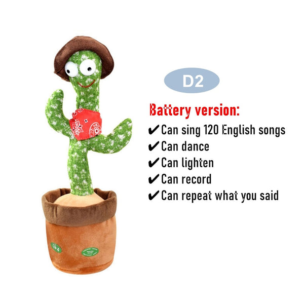 Dancing Cactus Repeat Talking Toy Electronic Plush Toys Can Sing Record Lighten Battery USB Charging Early Education Funny Gift