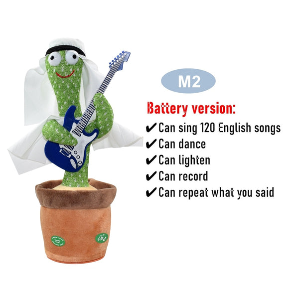 Dancing Cactus Repeat Talking Toy Electronic Plush Toys Can Sing Record Lighten Battery USB Charging Early Education Funny Gift