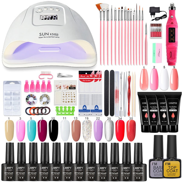 Nail kit 54/24W Nail Lamp 12/6 Colors UV Gel Nail Polish Kit Manicure Art Tools Set Top Base Nail Drill Machine set