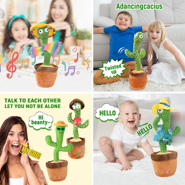 Dancing Cactus Repeat Talking Toy Electronic Plush Toys Can Sing Record Lighten Battery USB Charging Early Education Funny Gift