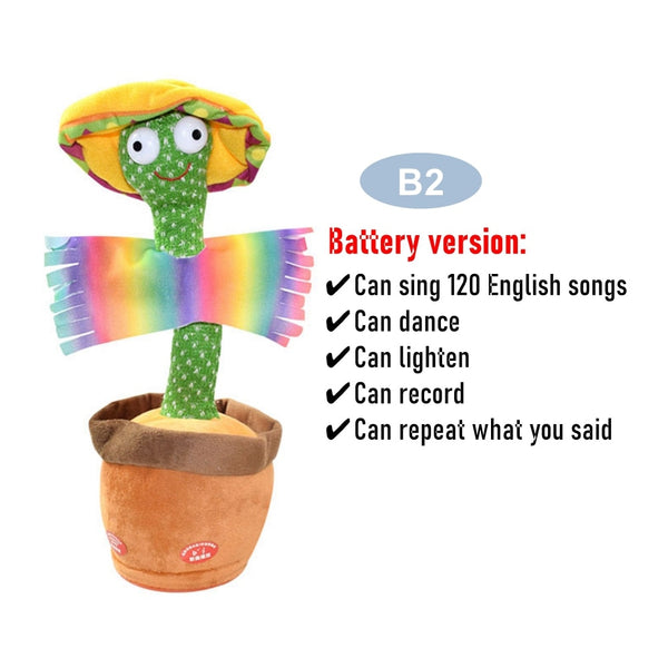 Dancing Cactus Repeat Talking Toy Electronic Plush Toys Can Sing Record Lighten Battery USB Charging Early Education Funny Gift